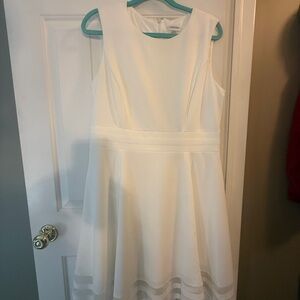 Calvin Klein White Sleeveless Fit-and-Flare Midi Dress